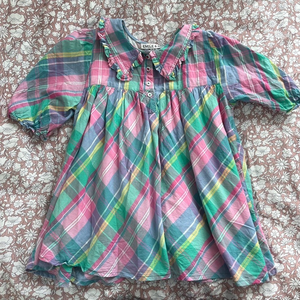 Emile et Ida Vibrant Plaid Kids Dress